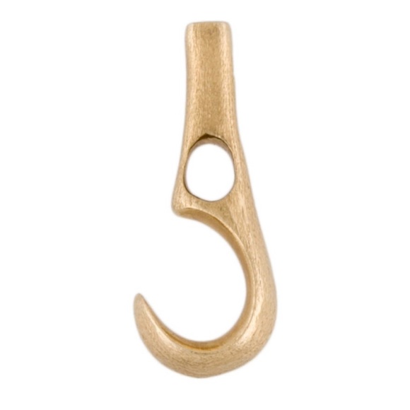 Antique Jewelry - Antique 14K Solid Gold Brushed Hook Pendant 1.8 grams